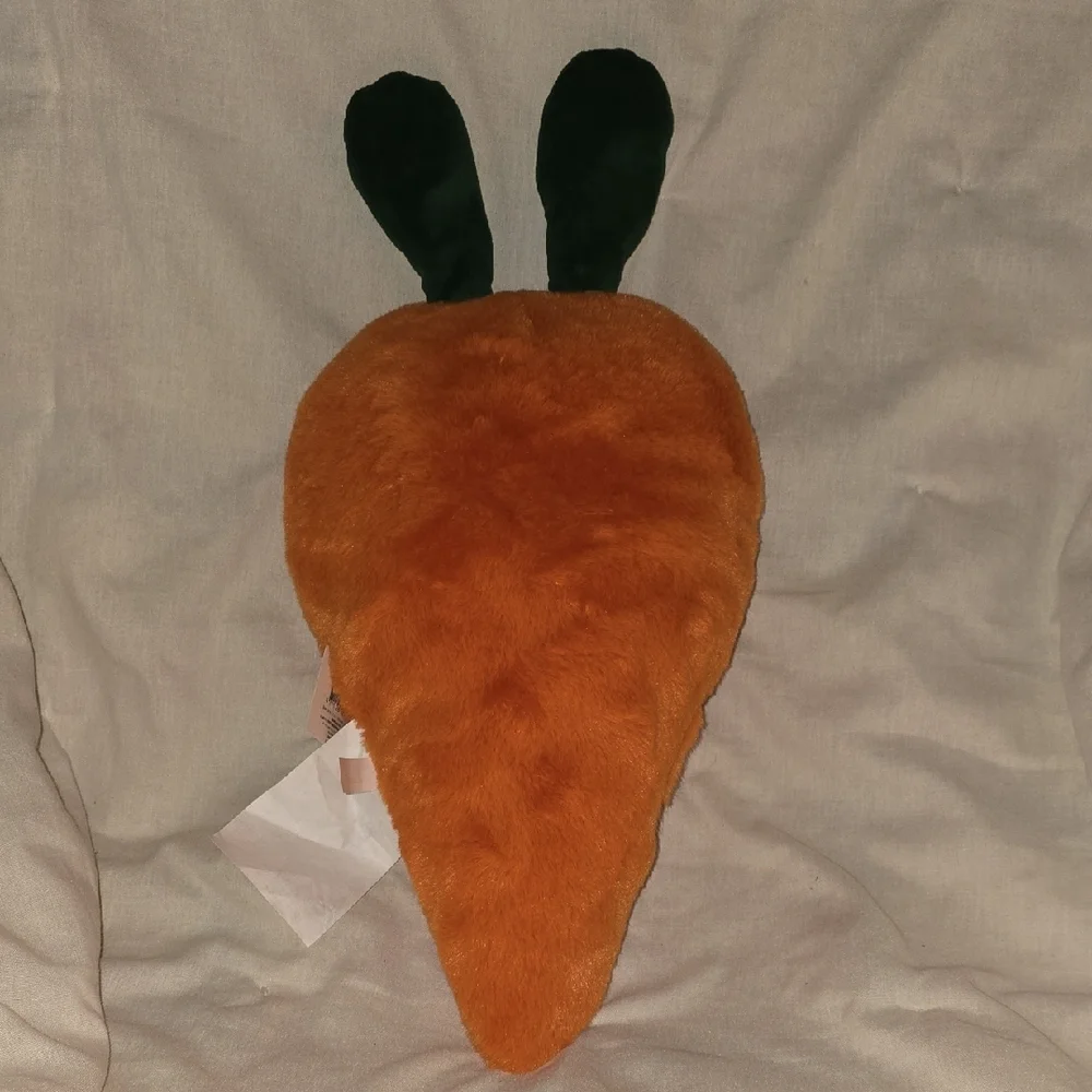 Super Soft Plush Carrot Pillow with Green Bunny Ears